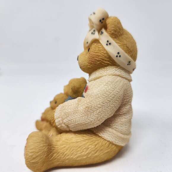 1998 Cherished Teddies 302988 Bear with Bow Holding Three Bears Figurine "If a M - Picture 6 of 12
